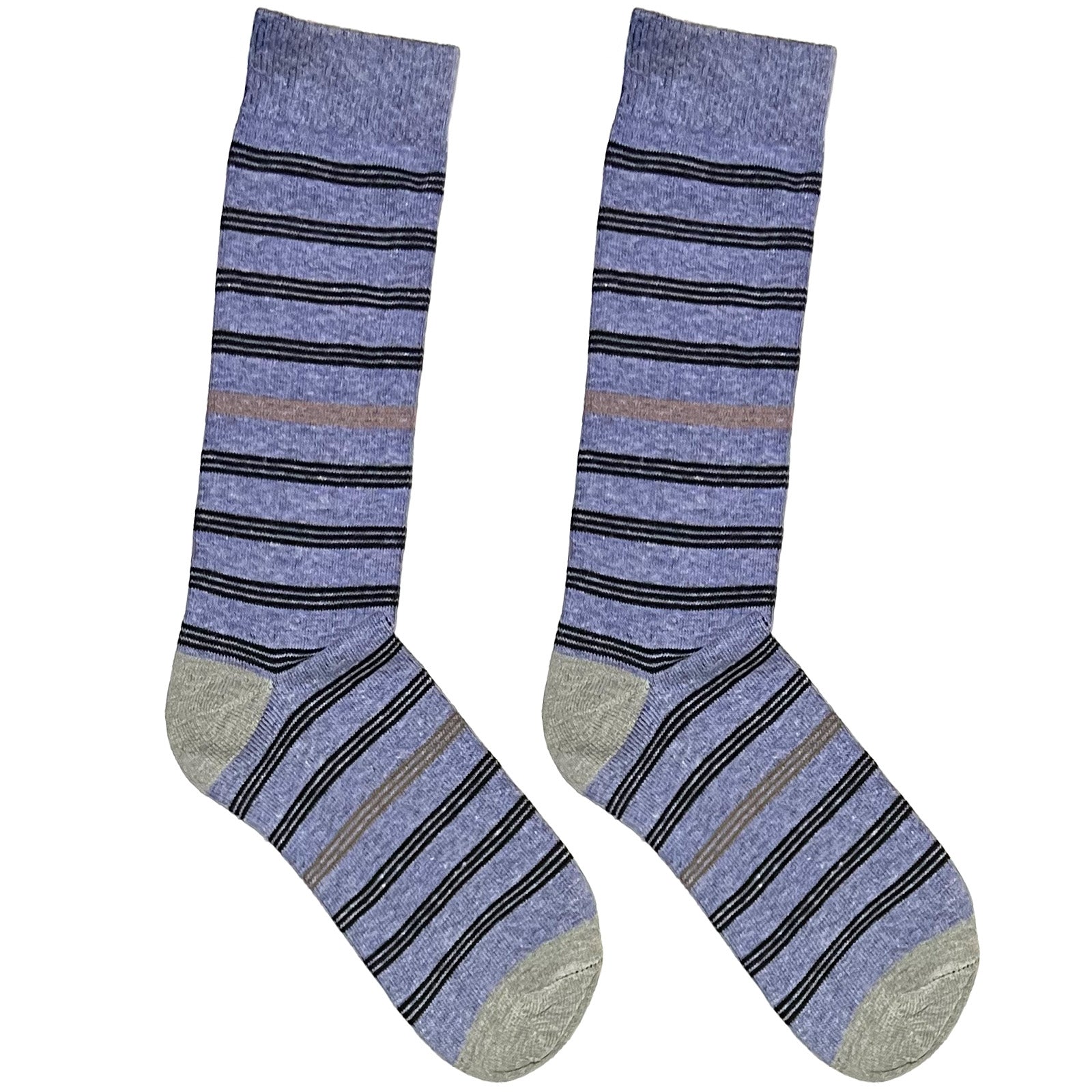 Light Blue And Brown Triple Stripe Socks