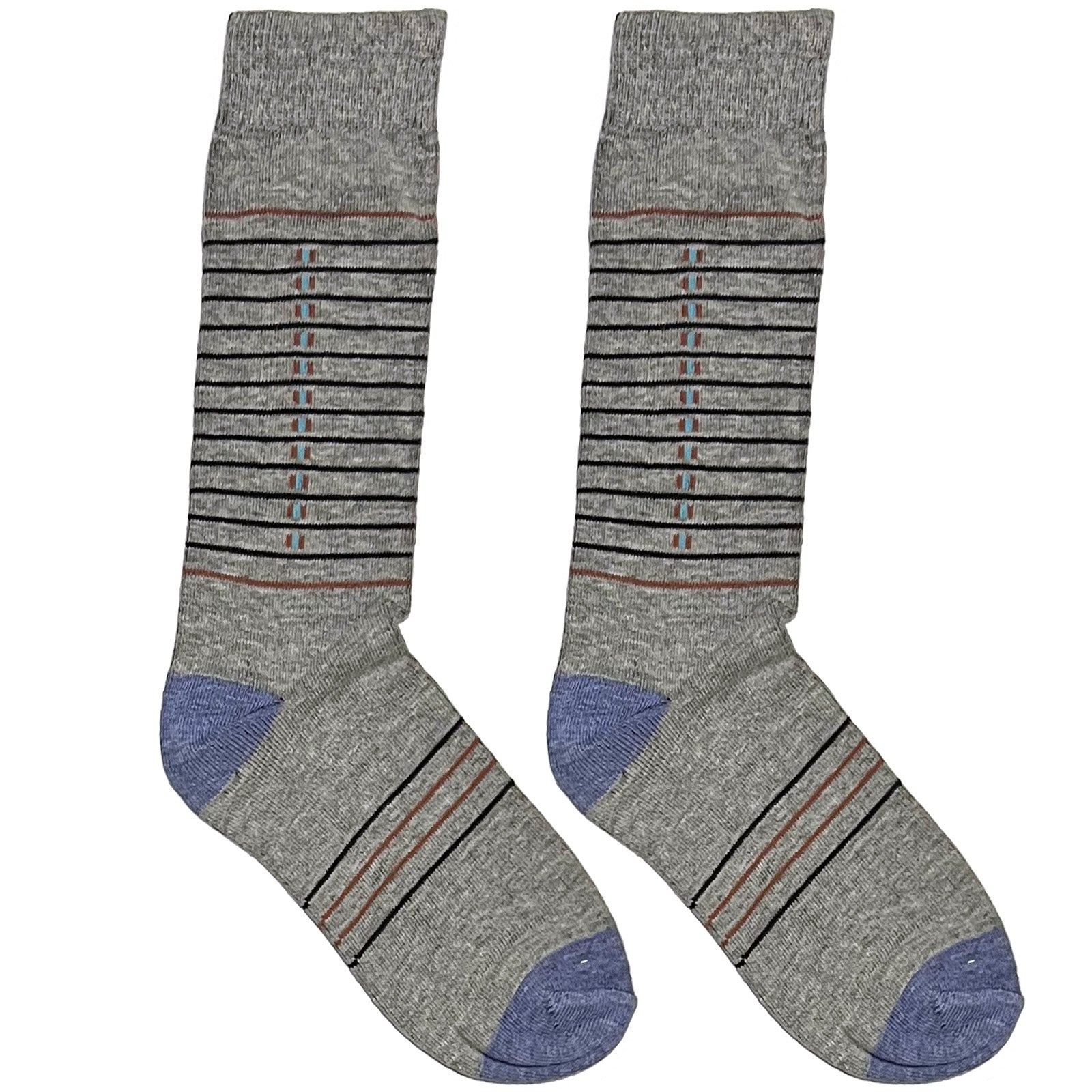 Light Blue And Grey Middle Square And Stripe Socks