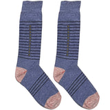 Light Blue And Pink Middle Square And Stripe Socks