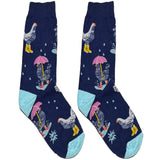 Light Blue Chicken Umbrella Short Crew Socks