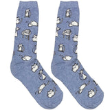 Light Blue Lazy Cat Short Crew Socks