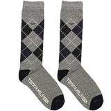 Light Grey And Black Diamond Pattern Socks