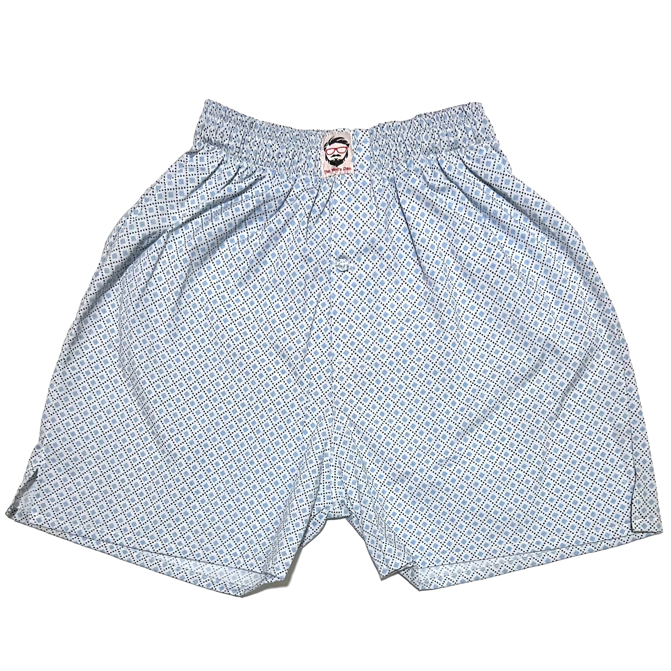 Boxers Square Pattern Light blue Square Pattern Cotton Boxers – themensden.pk
