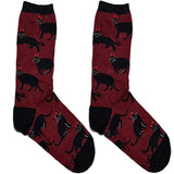 Maroon And Black Cat Short Crew Socks