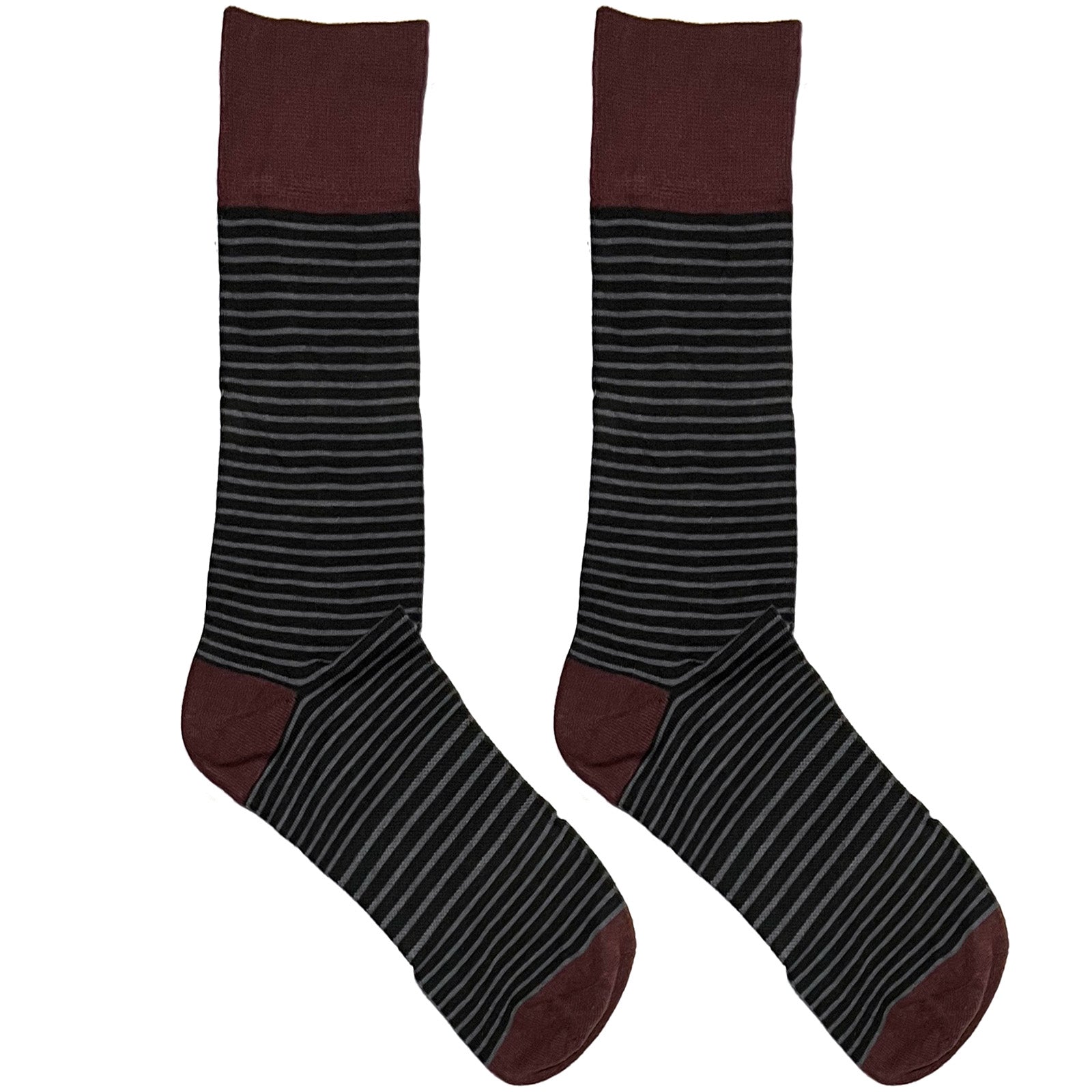 Maroon And Black Stripes Socks