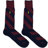 Maroon And Blue RL Polo Diagonal Stripes Socks
