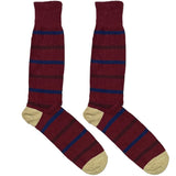 Maroon And Blue Stripe Socks