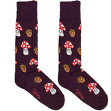 Maroon And Red Mushroom Socks