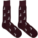 Maroon And White Cat Socks