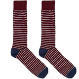 Maroon And White Stripes Socks
