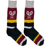 Maroon And Yellow Tennis Stripes Socks