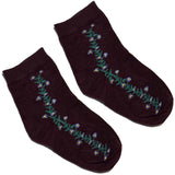 Maroon Flower Stem Ankle Socks