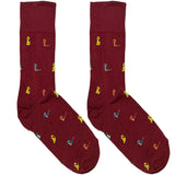 Maroon Snakes Short Crew Socks