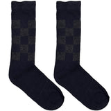 Navy Blue Chequered Socks Socks