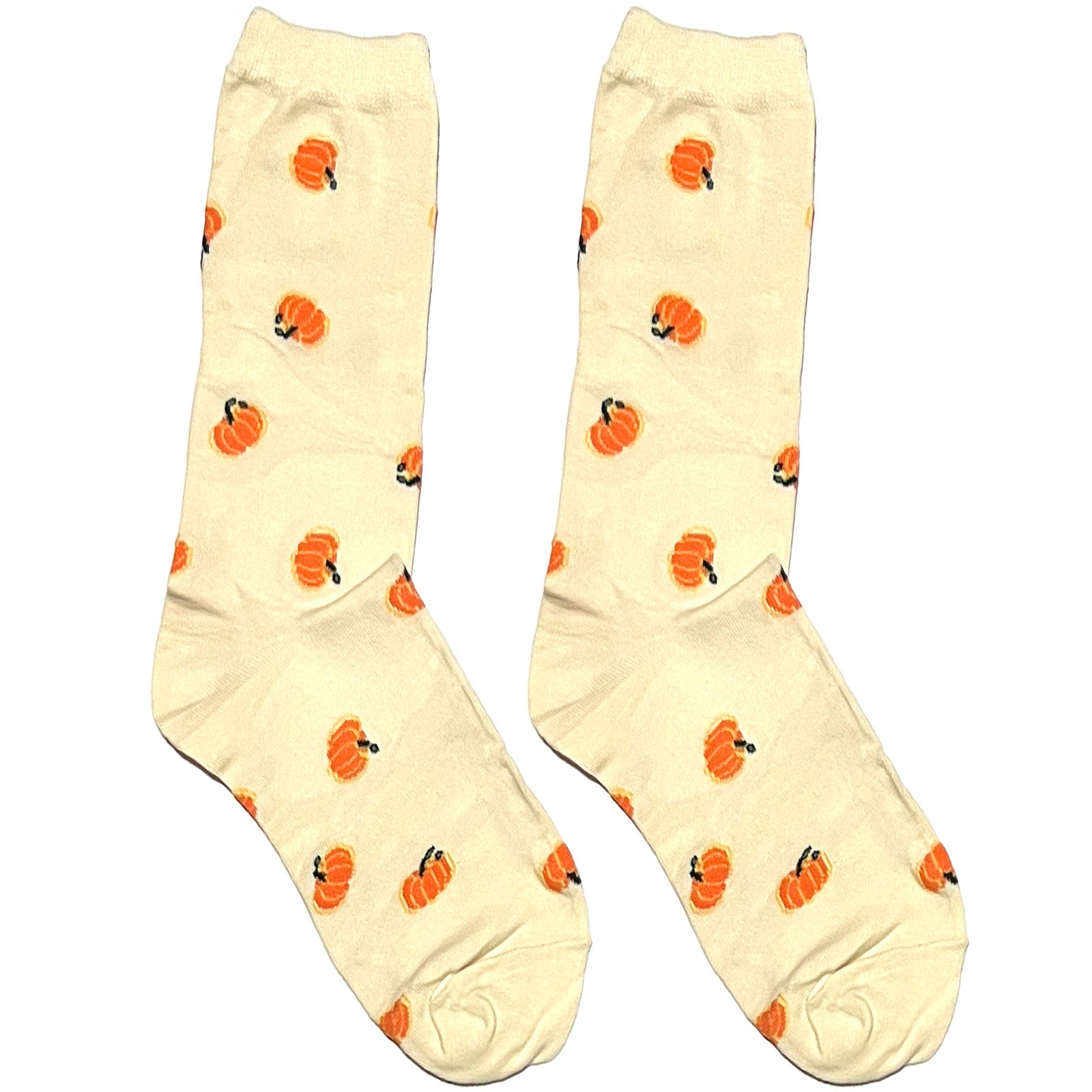 Off White And Orange Pumpkin Short Crew Socks