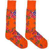 Orange And Blue Floral Socks