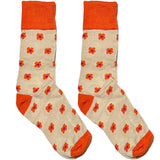 Orange And Brown Flower Short Crew Socks