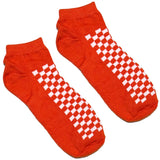 Orange And White Chequered Ankle Socks