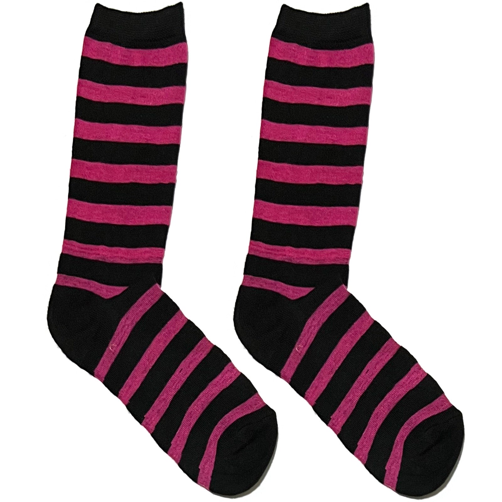Pink And Black Stripes Short Crew Socks
