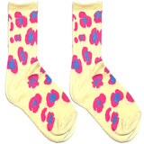 Pink And Blue Flower Short Crew Socks