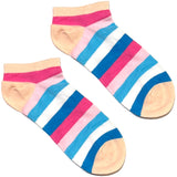 Pink And Blue Stripes Ankle Socks