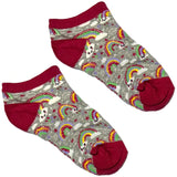 Pink And Grey Unicorn Ankle Socks