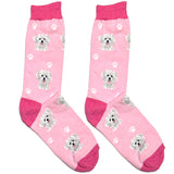 Pink And White Dog Short Crew Socks