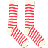Pink And White Stripes Short Crew Socks
