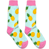 Pink And Yellow Pine Apple Short Crew Socks