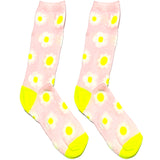Pink And Yellow Sun Flower Short Crew Socks