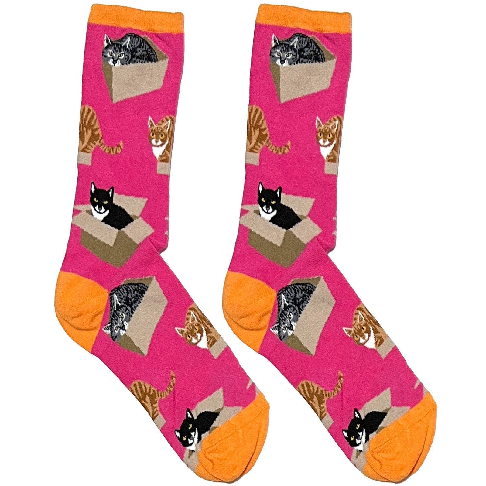 Pink Cat In Box Short Crew Socks