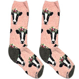 Pink Cute Cow Short Crew Socks