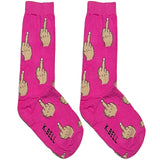 Pink Middle Finger Short Crew Socks