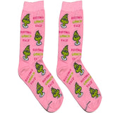 Pink Resting Grinch Face Short Crew Socks