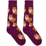 Purple And Brown Dog Short Crew Socks