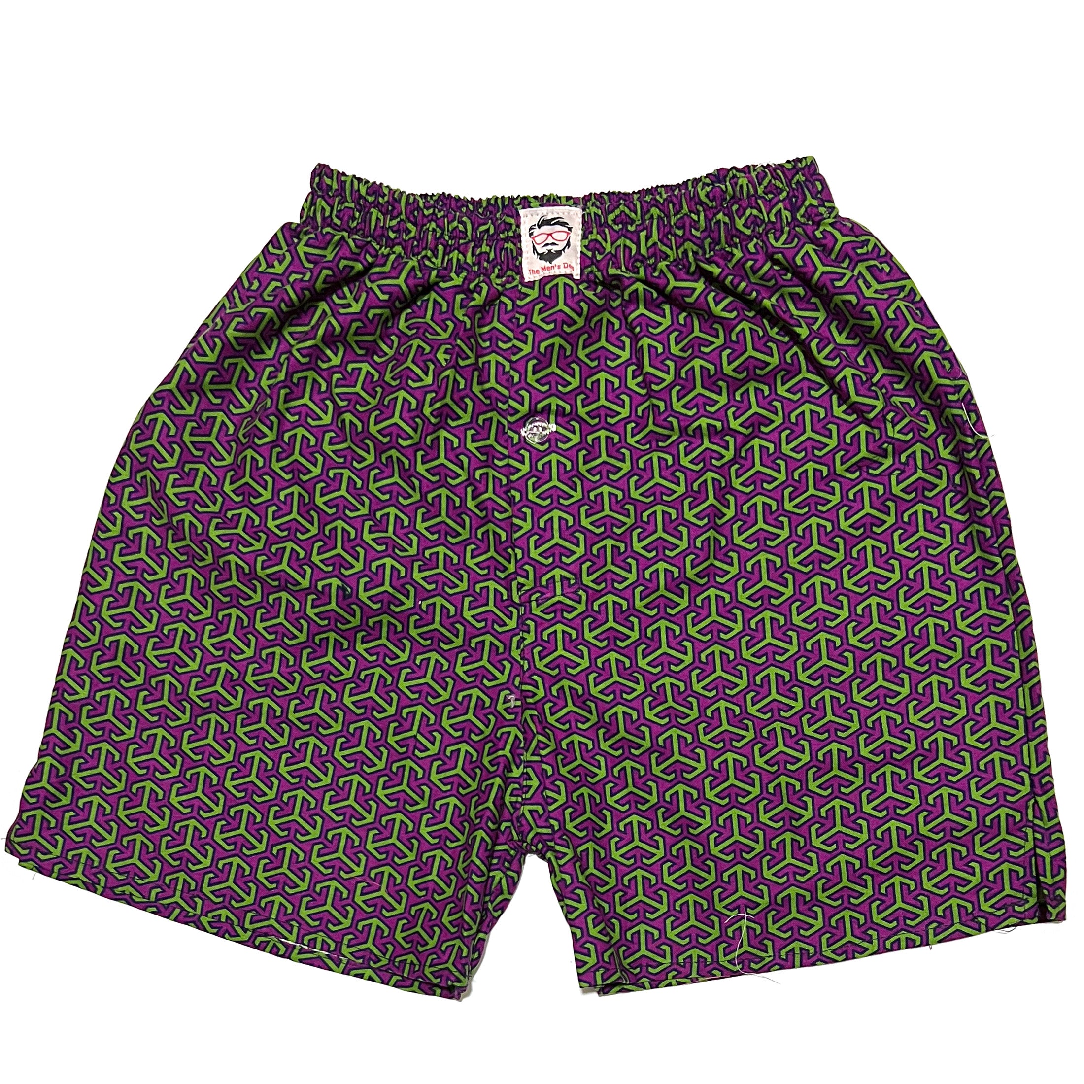 Purple And Green Pattern Cotton Boxers