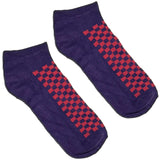 Purple And Pink Chequered Ankle Socks
