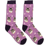 Purple Cute Cat Short Crew Socks