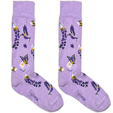 Purple Flower Bird Socks