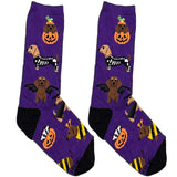 Purple Halloween Animal Short Crew Socks