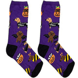 Purple Halloween Design Short Crew Socks