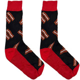 Red And Black Bacon Short Crew Socks