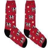 Red And Black Cow Short Crew Socks