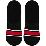 Red And Black Middle Stripe No Show Socks