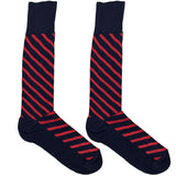 Red And Blue Wide Diagonal Stripes Socks