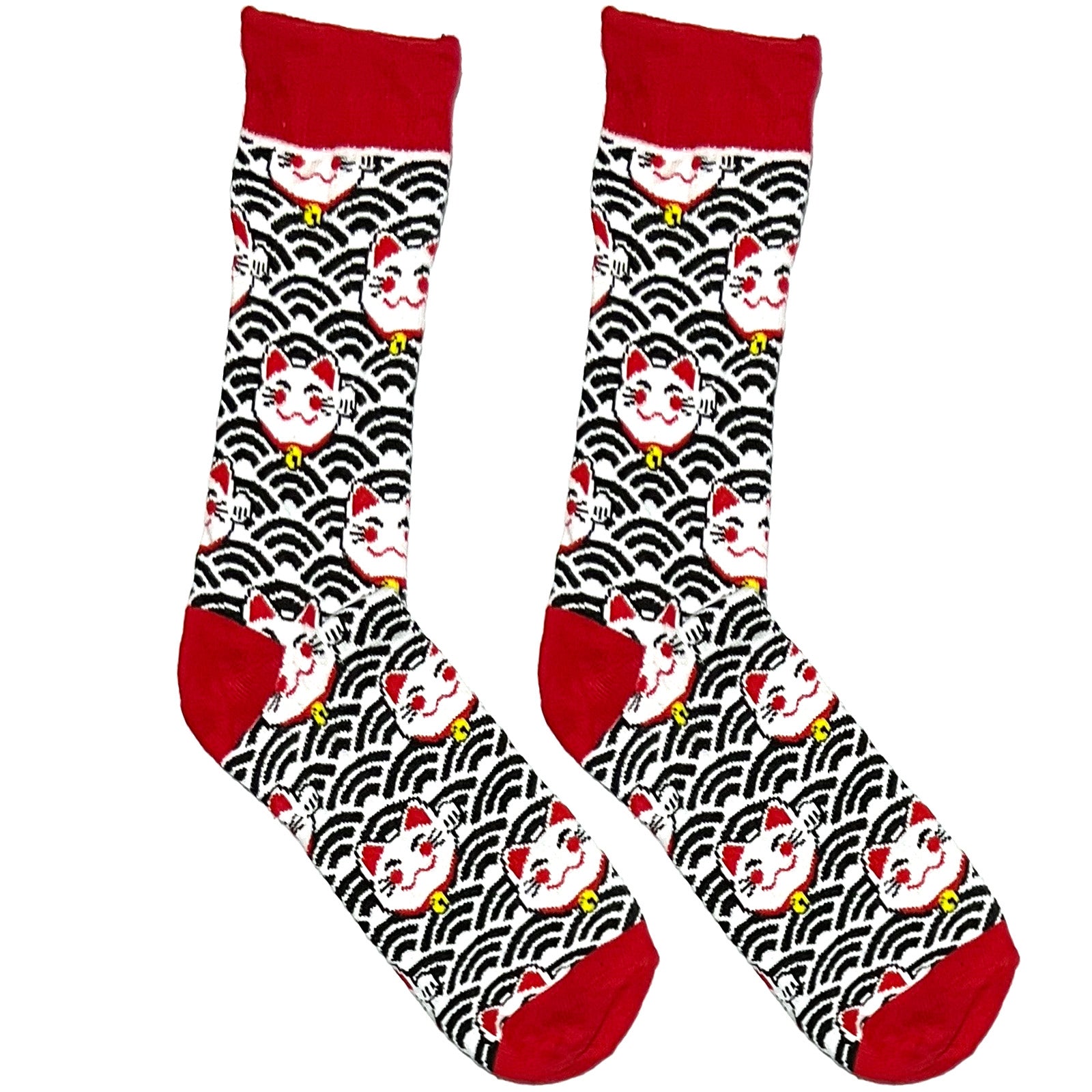 Red And White Cat Short Crew Socks