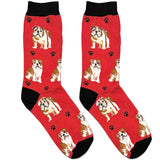 Red And White Pitbull Dog Short Crew Socks