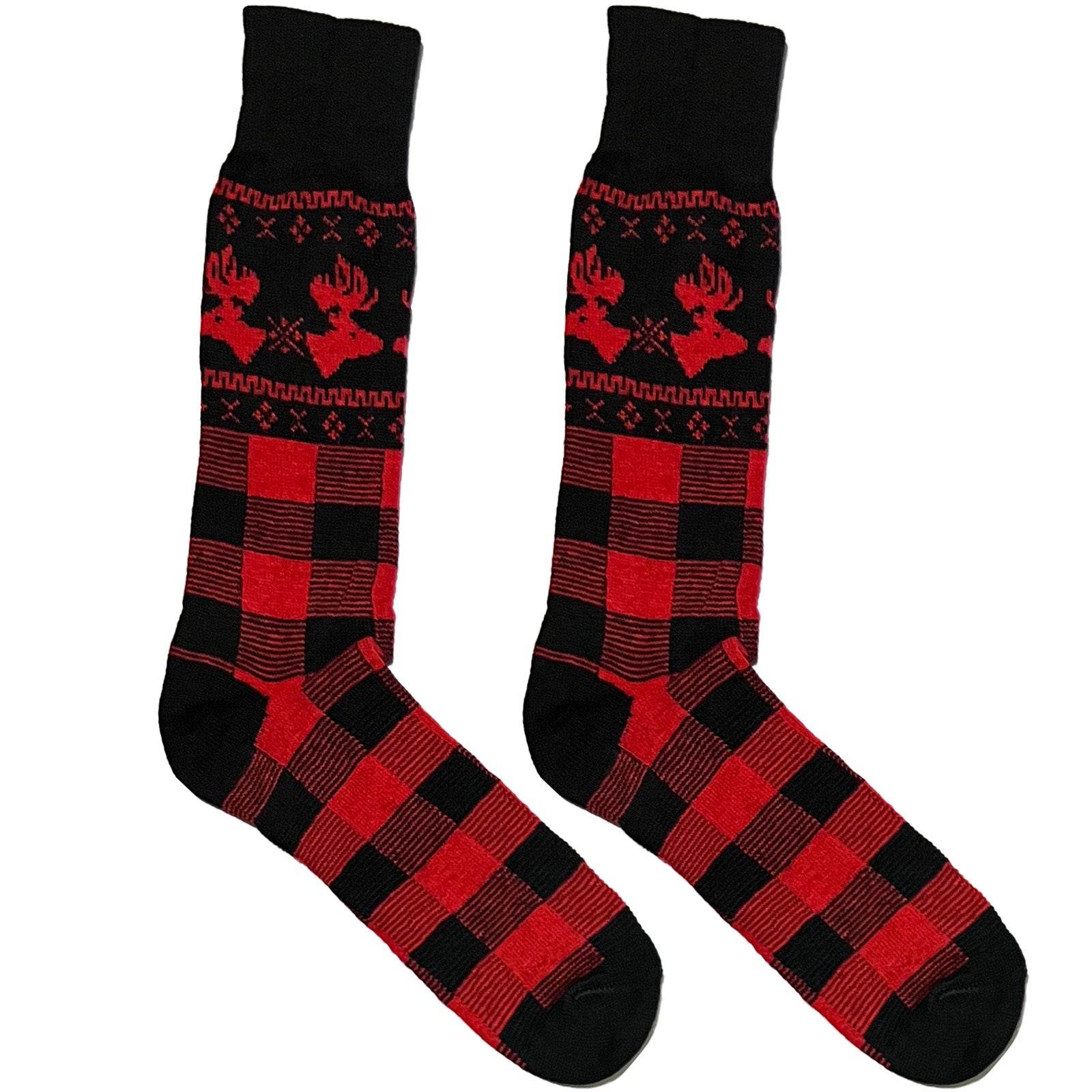 Red Chequered Deer Socks