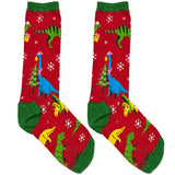 Red Multicolor Dino Short Crew Socks