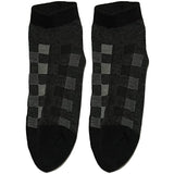 Solid Black Chequered Ankle Socks